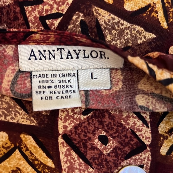 Vintage Ann Taylor 100% Silk Patchwork Print Button Front Vest Top Womens Large - Picture 5 of 7